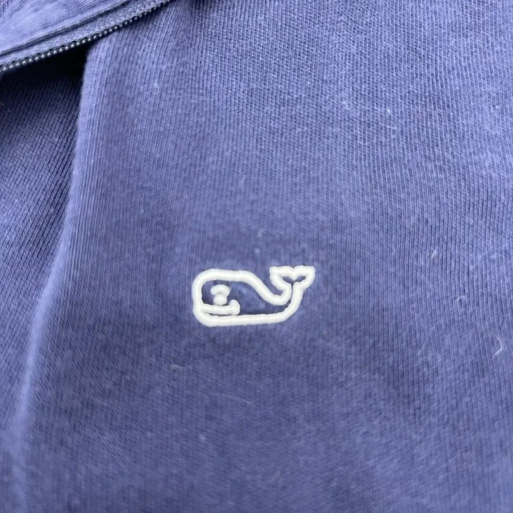 Vineyard Vines Sweater Mens L Blue 1/4 Zip Performance Pullover Whale Pima